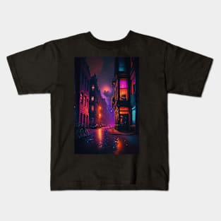 Cyberpunk Amsterdam Streets Kids T-Shirt